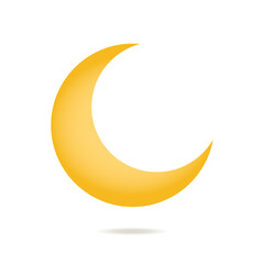 Obraz na płótnie Canvas Yellow crescent vector icon for night sky. Half moon logo. Simple flat illustration for Ramadan Kareem isolated on white background. Islam 3d symbol. Eid mubarak. Gradient crescent icon
