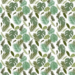 Seamless pattern with tropical leaves