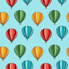 Seamless pattern of air-balloon on blue background