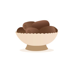 Date fruit plate sketch drawing vector illustration. Ramadan food. Palm sweet dry dates. Cartoon icon isolated on white background. Arabic healthy date. Iftar eating. Hand drawn vector illustration