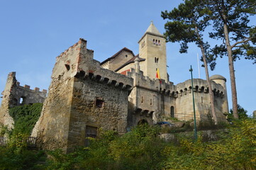 Austria, Maria Enzensdorf. View of medieval castle Liechtenstein Burg.