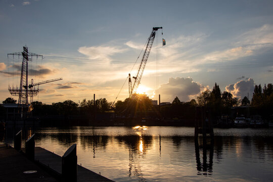 sunset in the harbor