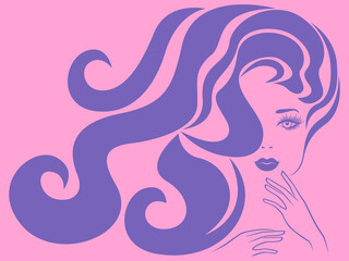 Charming woman with long hair in flow