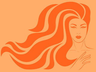 Adorable and elegant woman with luxury windy hair