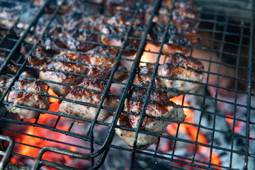 delicious barbecue on the grill in summer