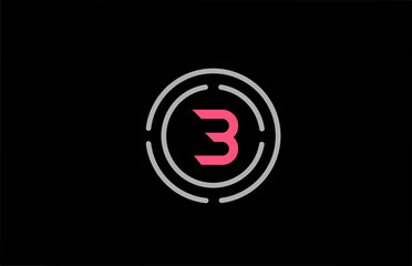 B letter design with pink colour and circles. Alphabet logo design. Icon branding for products and company