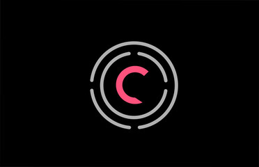 C letter design with pink colour and circles. Alphabet logo design. Icon branding for products and company