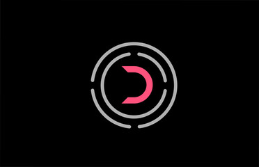D letter design with pink colour and circles. Alphabet logo design. Icon branding for products and company