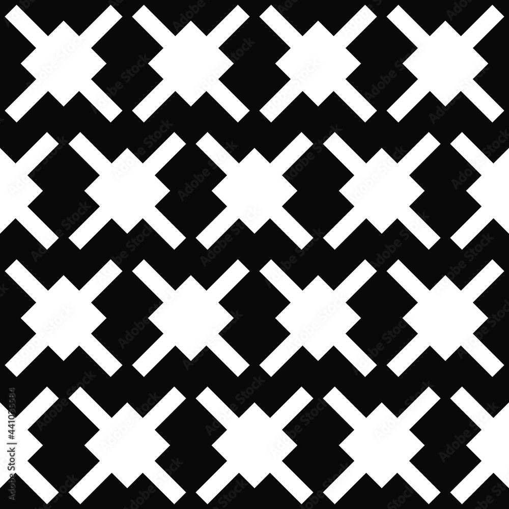 Poster Black background and crossed shape. White color shapes in vector.