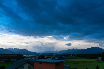 rain clouds over the mountains