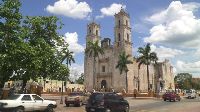 Cathedral of San Servacio, an important landmark of Valladolid, Yucatan, Mexico