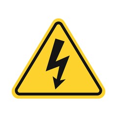 High voltage warning sign. Triangle danger alert icon vector.