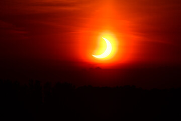 Solar eclipse sunrise