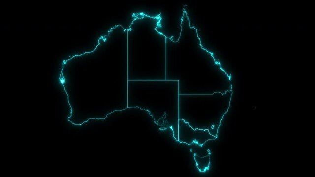 Animated Outline Map of Australia with States and Territories