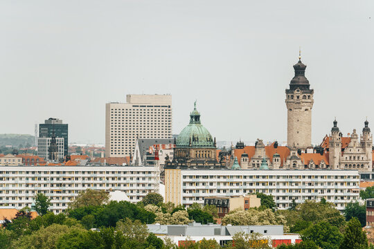 panoramic view of skyline of Leipzig, Germany