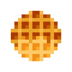 Circle waffle pixel art. Vector illustration. Valentine's Day. Honey Coated Waffles.