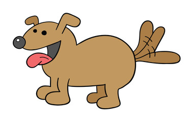Naklejka na ściany i meble Cartoon dog is happy and wagging its tail, vector illustration