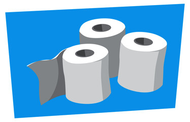 Hygiene products. Rolls of toilet paper on a blue background. Vector image for illustrations.