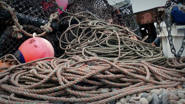 Fishing Nets And Lobster Pots Moving Shot