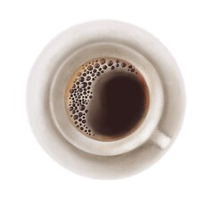 cup of hot coffee hand drawn illustration, watercolor clipart