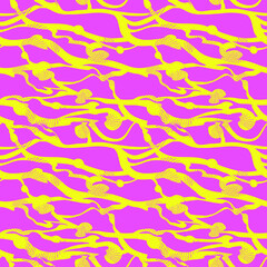 Pink abstraction pattern with yellow stripes and waves for design, wallpaper, background, layout, brochures, posters, patterns, textures, decor, textiles, fabrics, banners, templates