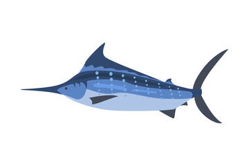 Swordfish Marine Predator Fish Animal Cartoon Vector Illustration