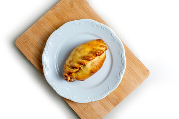 Typical Brazilian snack with white wood background