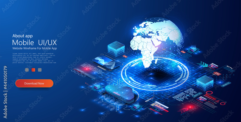 Leinwandbilder world wide web via wireless satellite network technology. big data, cloud storage, global data techn