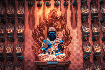 Acala deity in Buddha Tooth Relic Temple in Singapore in Chinatown 