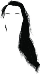 Vector illustration of woman long hair silhouette.