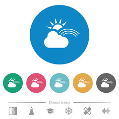 Sunny and rainbow weather flat round icons