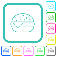 Single cheeseburger vivid colored flat icons