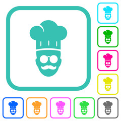 master chef with glasses and mustache vivid colored flat icons