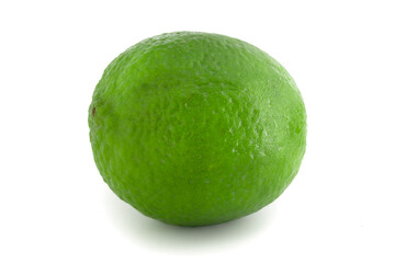 Lime green lemon isolated on white background. Citrus full focus.