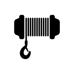 Winch icon. Black silhouette. Front view. Vector simple flat graphic illustration. The isolated object on a white background. Isolate. - obrazy, fototapety, plakaty
