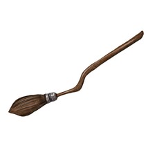 Hand drawn watercolor brown beige witch's broom 