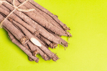 Crop of fresh unpeeled Scorzonera or Spanish salsify