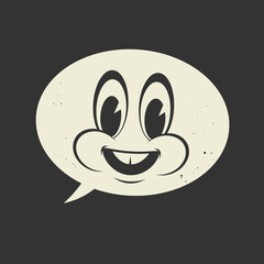 vintage cartoon speech bubble with happy face
