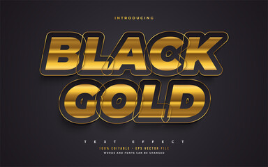 Luxury Bold Black and Gold Text Style with Embossed Effect. Editable Text Style Effect