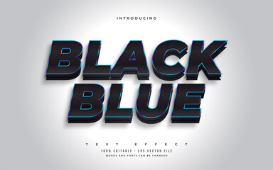 Bold Black and Blue Text Style with 3D Embossed Effect. Editable Text Style Effect