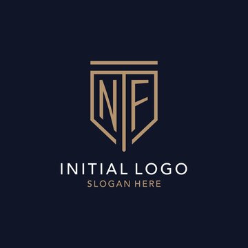 NF initial logo monogram with simple luxury shield icon design