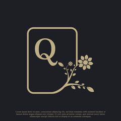 Rectangle Letter Q Monogram Luxury Logo Template Flourishes. Suitable for Natural, Eco, Jewelry, Fashion, Personal or Corporate Branding.