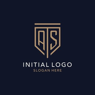 AS initial logo monogram with simple luxury shield icon design