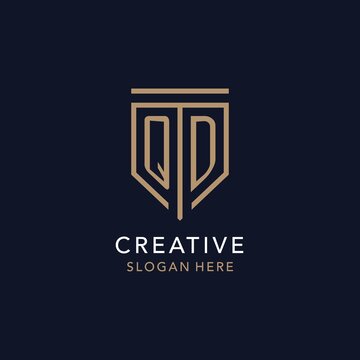 QD initial logo monogram with simple luxury shield icon design