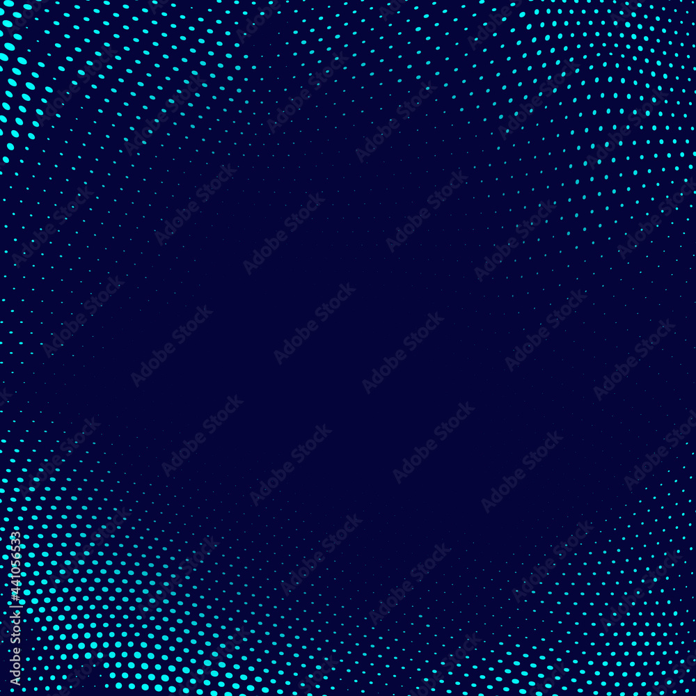 Poster abstract modern background with halftone element and blue neon color