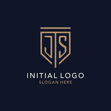 JS initial logo monogram with simple luxury shield icon design
