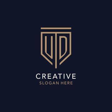 UD initial logo monogram with simple luxury shield icon design