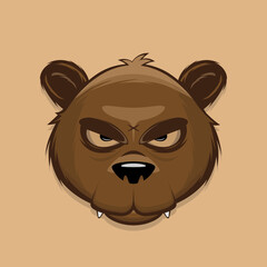 angry cartoon illustration of a brown bear head