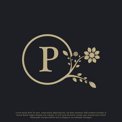 Circular Letter P Monogram Luxury Logo Template Flourishes. Suitable for Natural, Eco, Jewelry, Fashion, Personal or Corporate Branding.