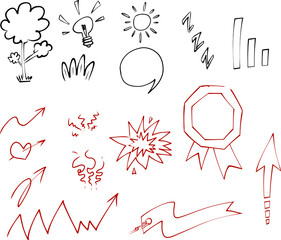 손 그림 낙서 일러스트 기호와 차트
